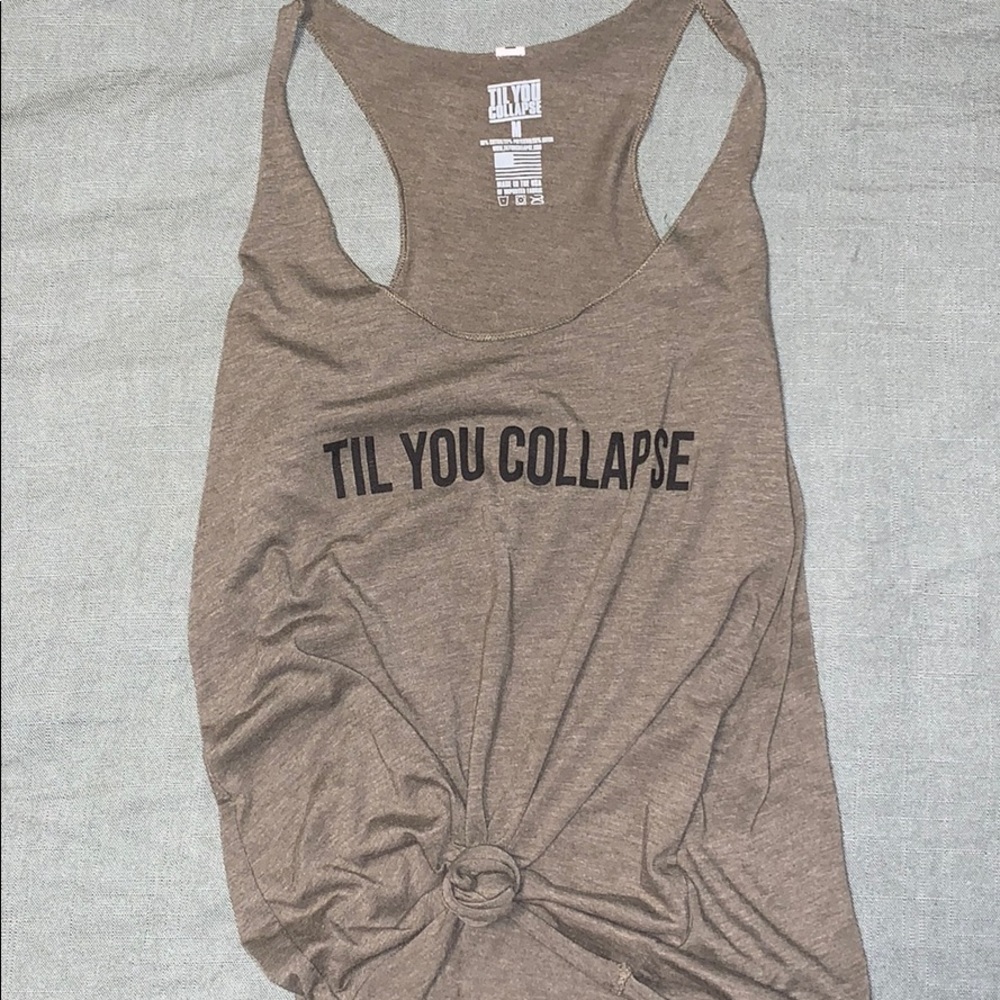 Til you collapse army green tank top